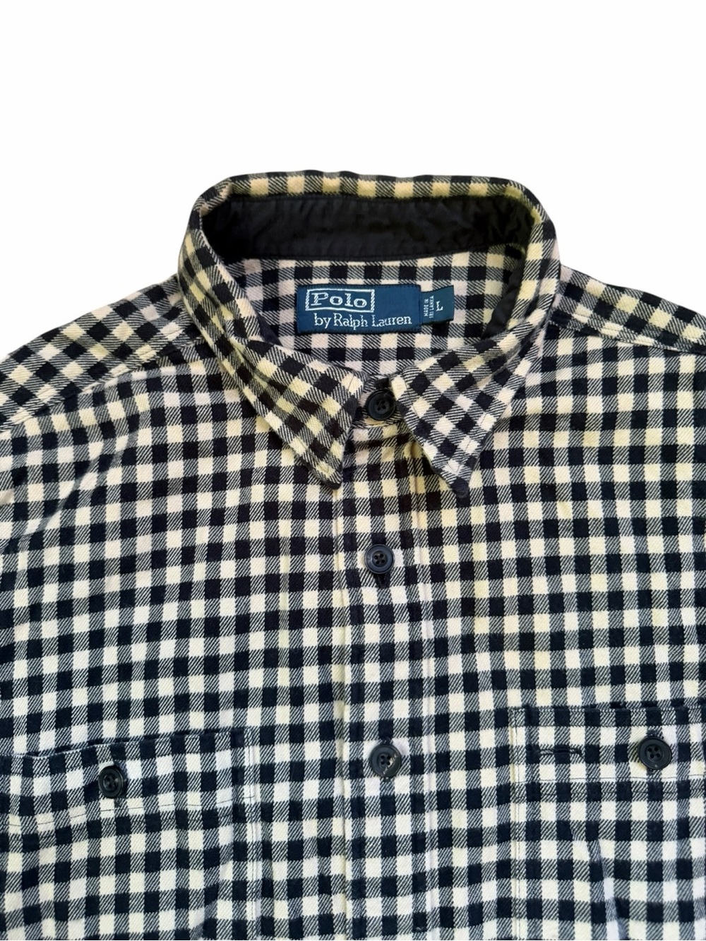 Polo Ralph Lauren Gingham Flannel Shirt Navy Cream Men’s Large